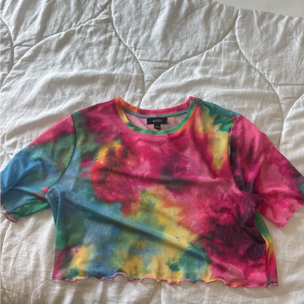 AFRM Revolve Tie-Dye Cropped Tee NEW L